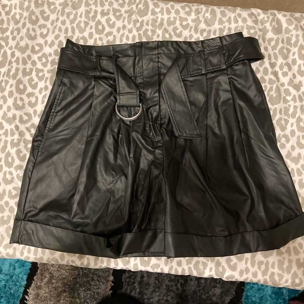 Leather paper bag shorts. New with tags.